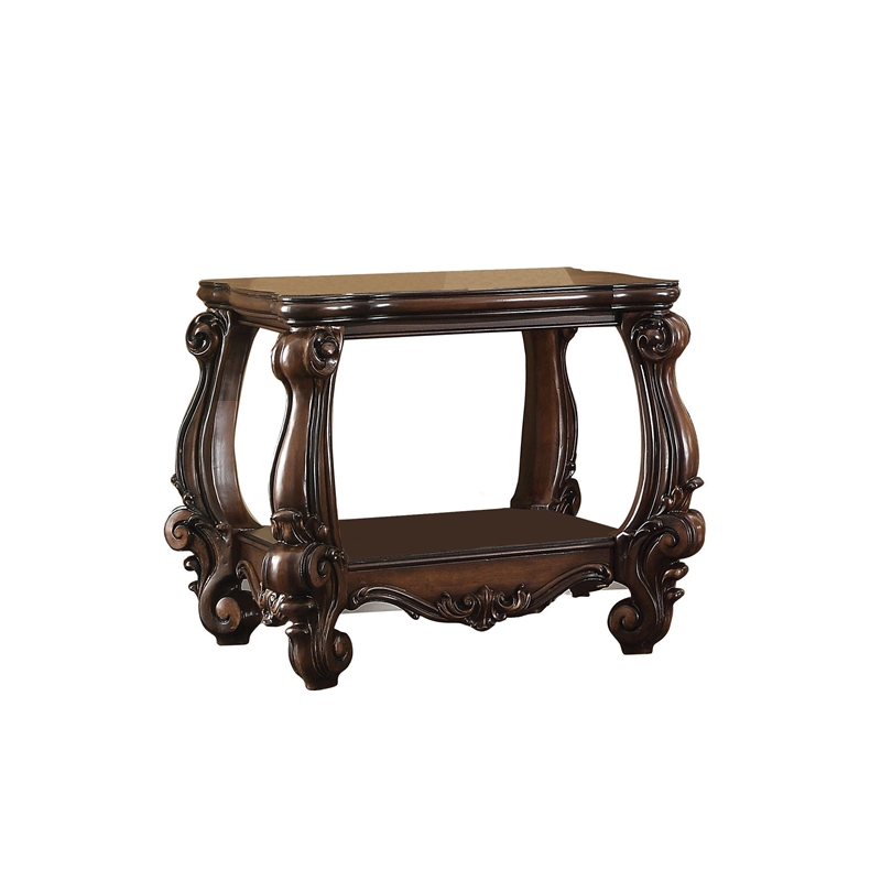 Bowery Hill Square End Table with Shelf in Cherry Oak Finish
