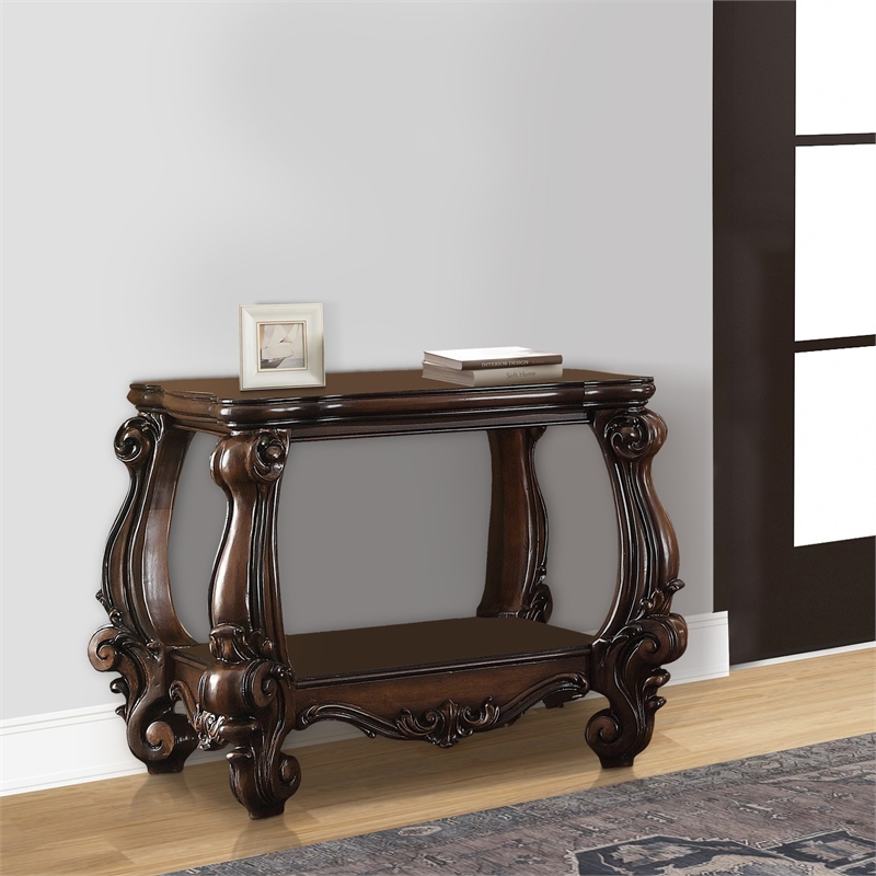 Bowery Hill Square End Table with Shelf in Cherry Oak Finish