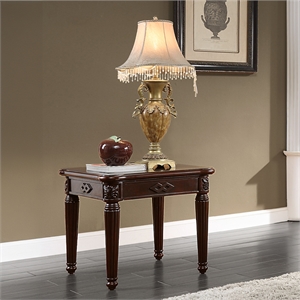 Bowery Hill End Table with Wooden Top in Espresso Finish
