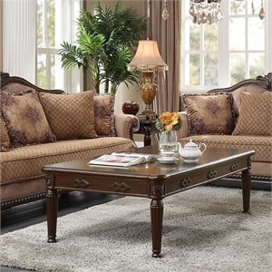 Bowery Hill Traditional Coffee Table with Wooden Top in Espresso Finish