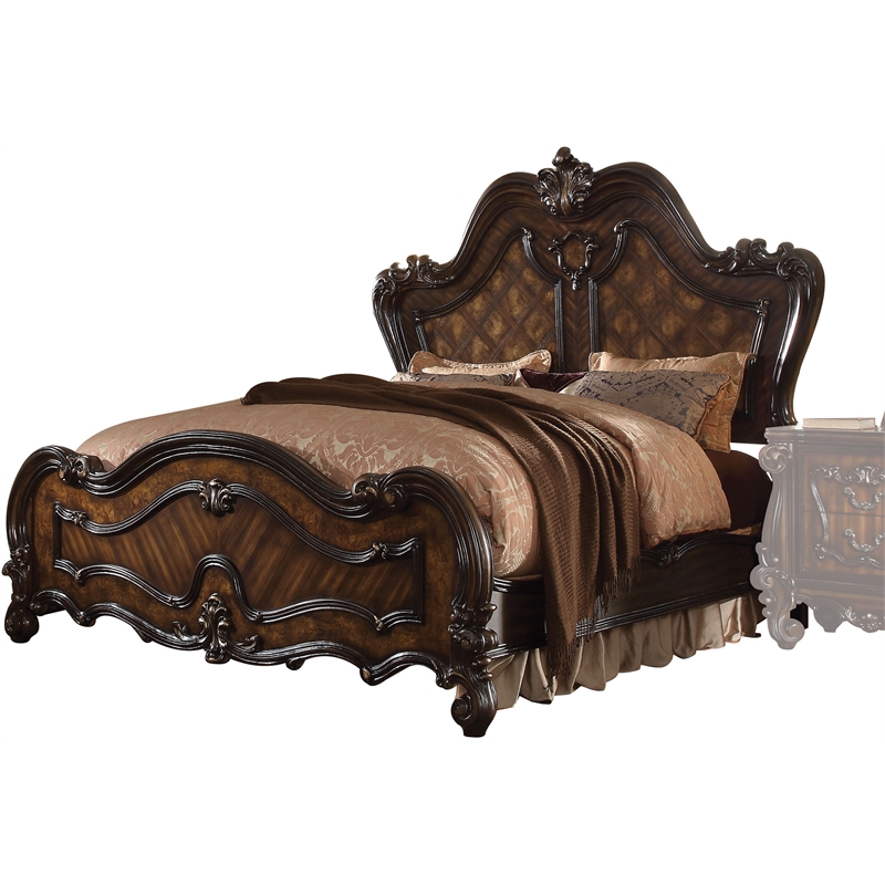 Bowery Hill Arched Wood Queen Panel Bed in Cherry Oak