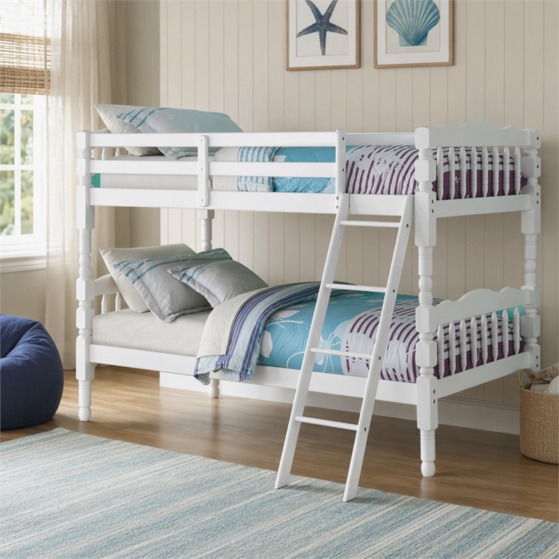 Bowery Hill Wooden Twin/Twin Convertible Bunk Bed in White