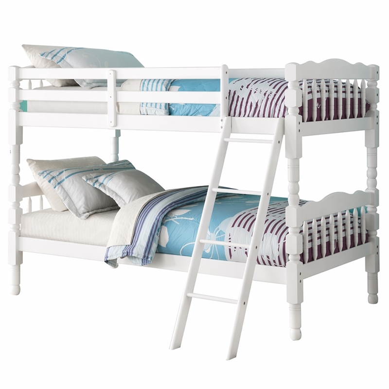 Bowery Hill Wooden Twin/Twin Convertible Bunk Bed in White