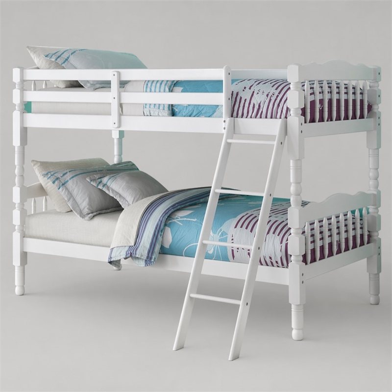 Bowery Hill Wooden Twin/Twin Convertible Bunk Bed in White