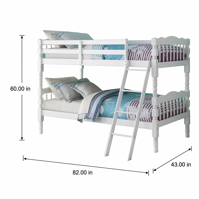 Bowery Hill Wooden Twin/Twin Convertible Bunk Bed in White