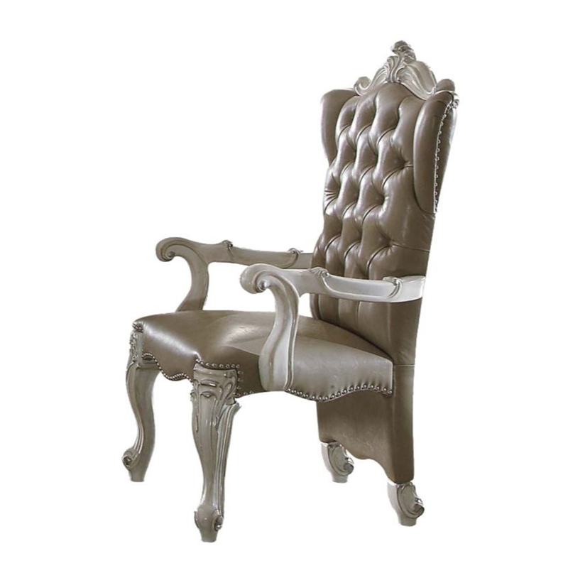 Bowery Hill Arm Chair Set of 2 in Synthetic Leather and Bone White
