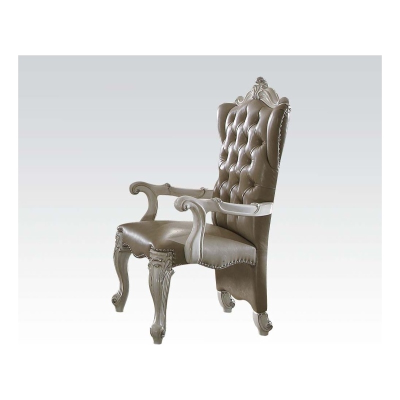 Bowery Hill Arm Chair Set of 2 in Synthetic Leather and Bone White