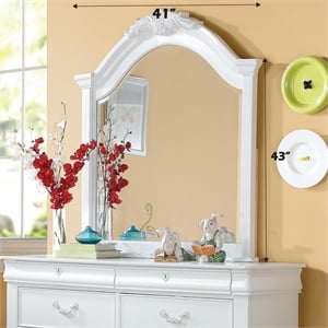 Bowery Hill Arched Dresser Mirror with Beveled Edge Frame in White