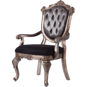 Bowery Hill Arm Chairs in Silver Gray Silk Fabric with Queen Anne Legs