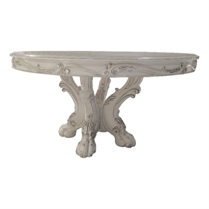 Bowery Hill Round Wooden Dining Table with Pedestal Base in White