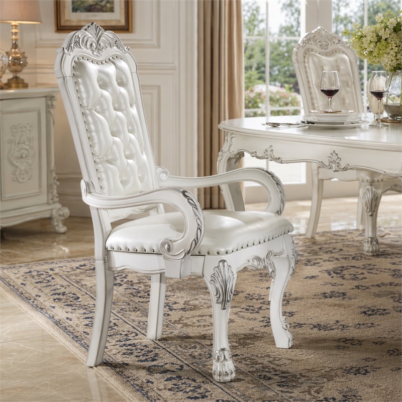 Bowery Hill Executive Office Chair in Synthetic Leather with Bone Finish