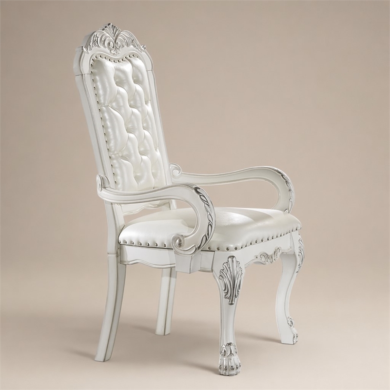 Bowery Hill Executive Office Chair in Synthetic Leather with Bone Finish