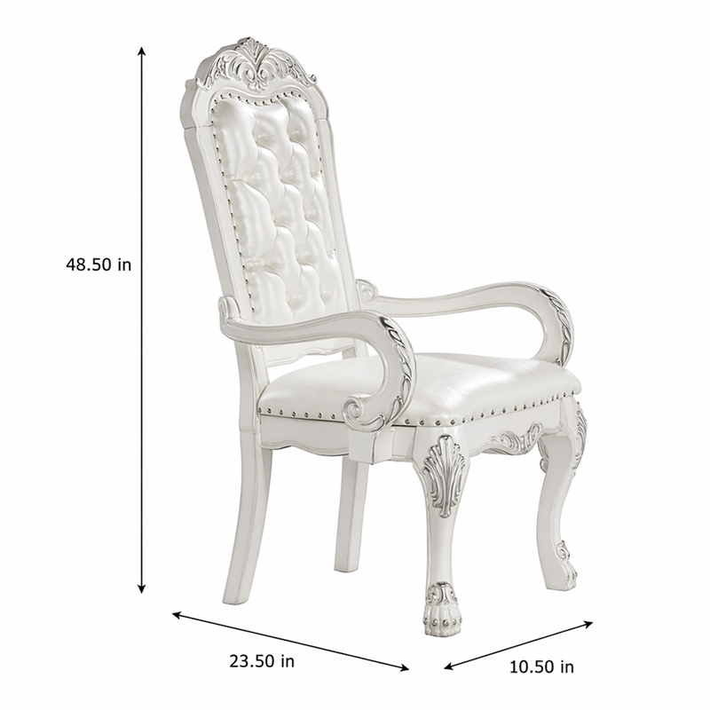 Bowery Hill Executive Office Chair in Synthetic Leather with Bone Finish