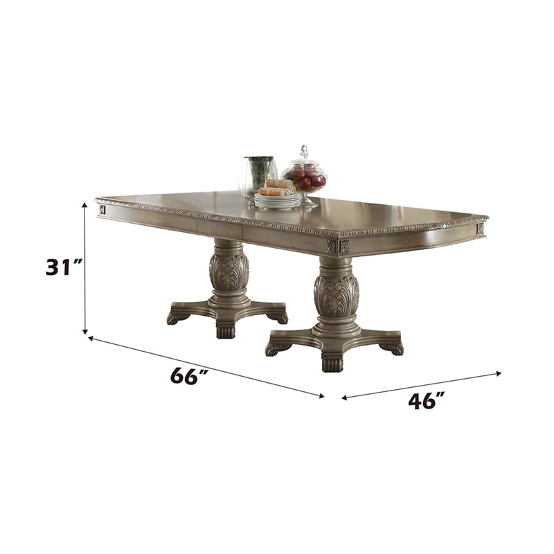 Bowery Hill Antique White Rectangular Double Pedestal Dining Table