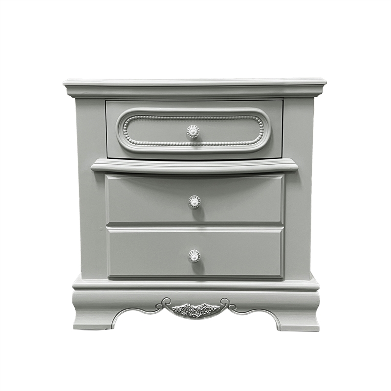 Bowery Hill Gray Wooden Nightstand with 2 Drawers and Felt Lining
