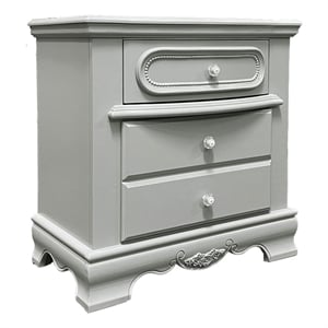 Bowery Hill Gray Wooden Nightstand with 2 Drawers and Felt Lining