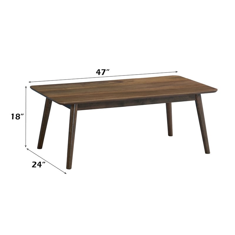 Bowery Hill Lamonte Walnut Coffee Table with Rectangular Top and Tapered Legs