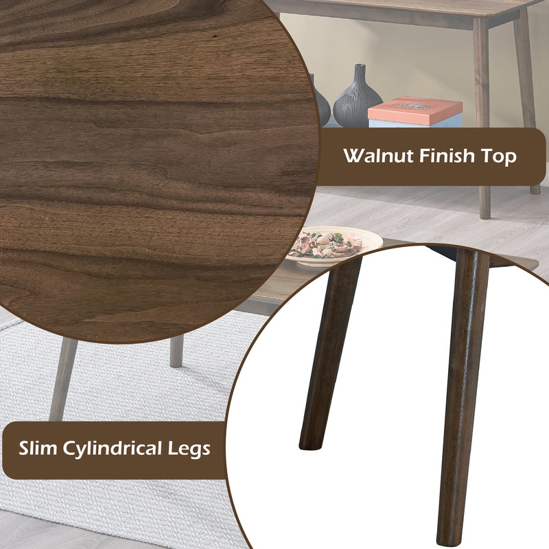 Bowery Hill Lamonte Walnut Coffee Table with Rectangular Top and Tapered Legs