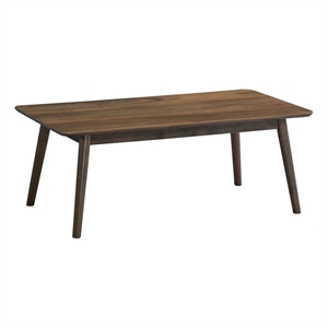 Bowery Hill Lamonte Walnut Coffee Table with Rectangular Top and Tapered Legs