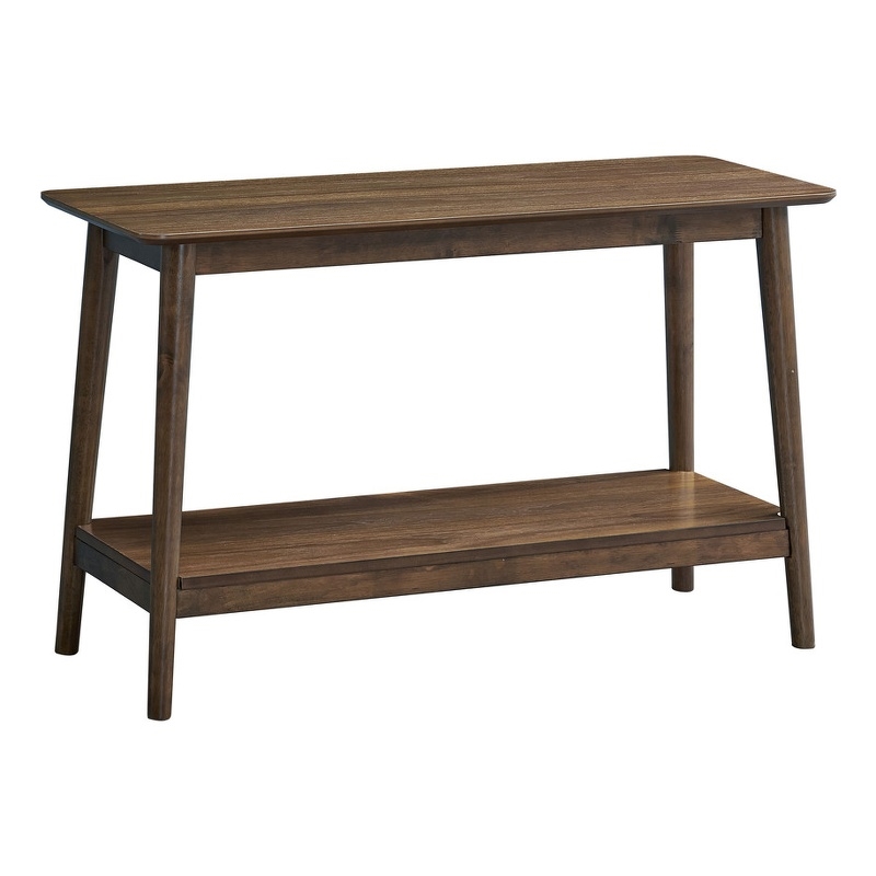 Bowery Hill Lamonte Walnut Sofa Table with Shelf and Rounded Edges