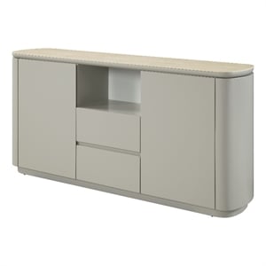 Bowery Hill Contemporary Server with Ceramic Top in Light Gray