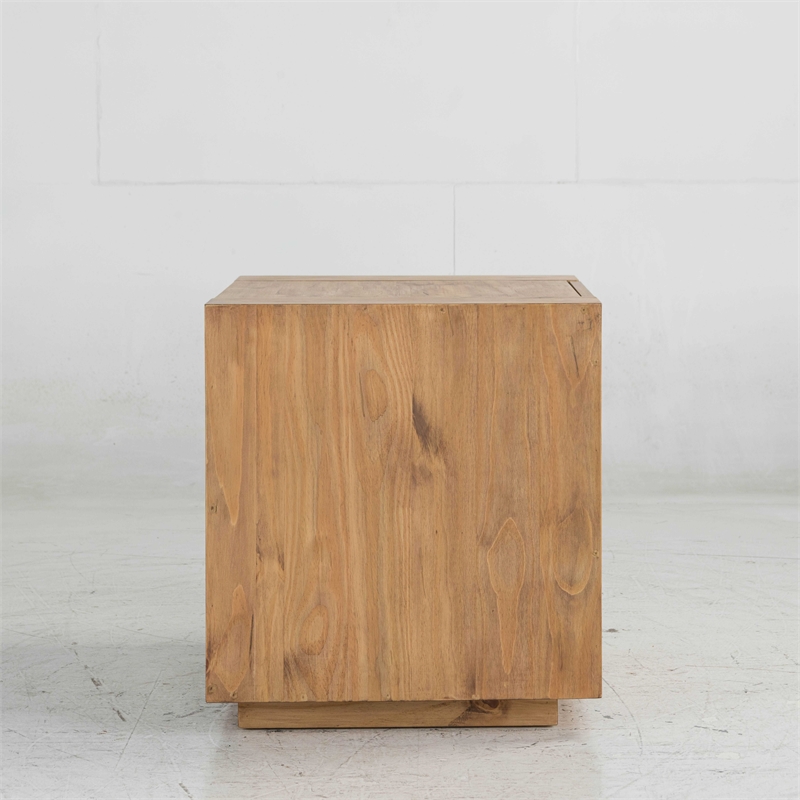 Bowery Hill Contemporary Square End Table with 2 Drawers in Oak