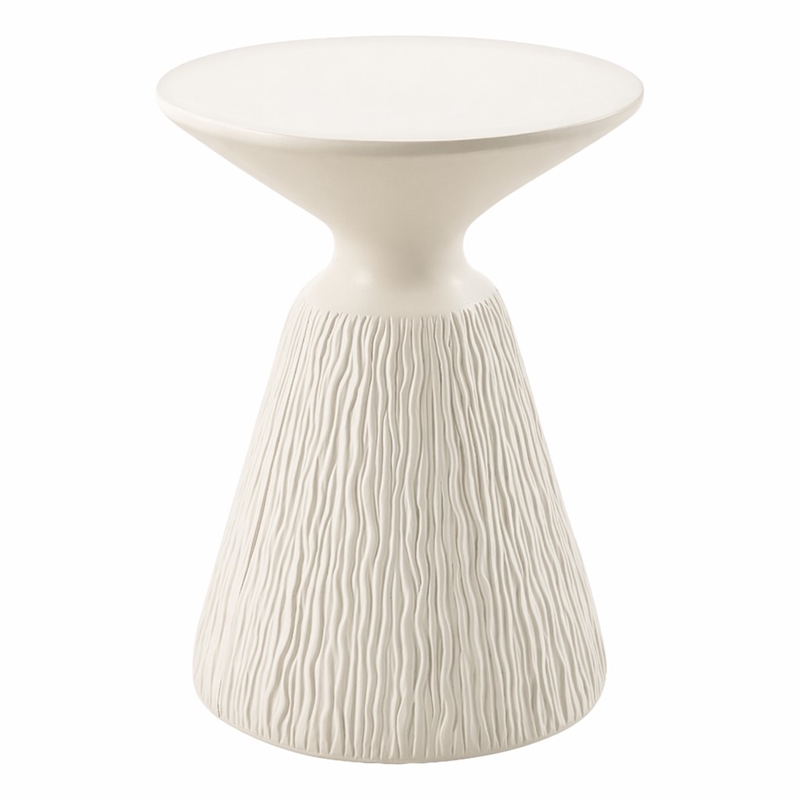 Bowery Hill Cement Concrete Accent Table in Natural White Finish