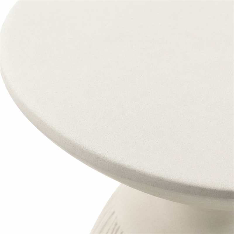 Bowery Hill Cement Concrete Accent Table in Natural White Finish