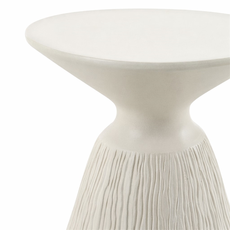 Bowery Hill Cement Concrete Accent Table in Natural White Finish