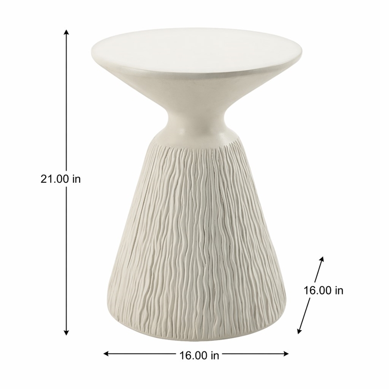 Bowery Hill Cement Concrete Accent Table in Natural White Finish