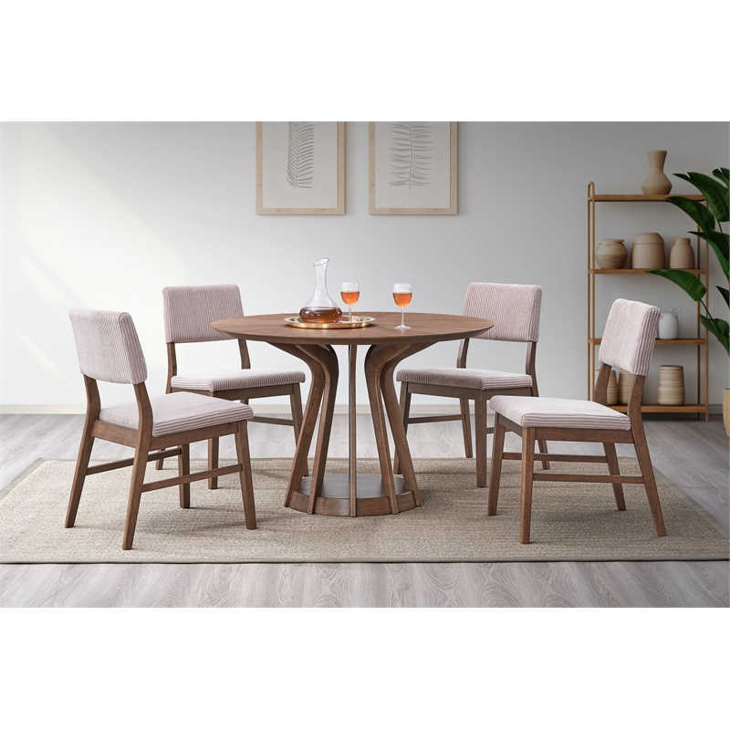 Bowery Hill Walnut Rubberwood Side Chair in Dusty Mauve (Set of 2)
