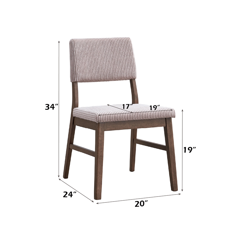Bowery Hill Walnut Rubberwood Side Chair in Dusty Mauve (Set of 2)