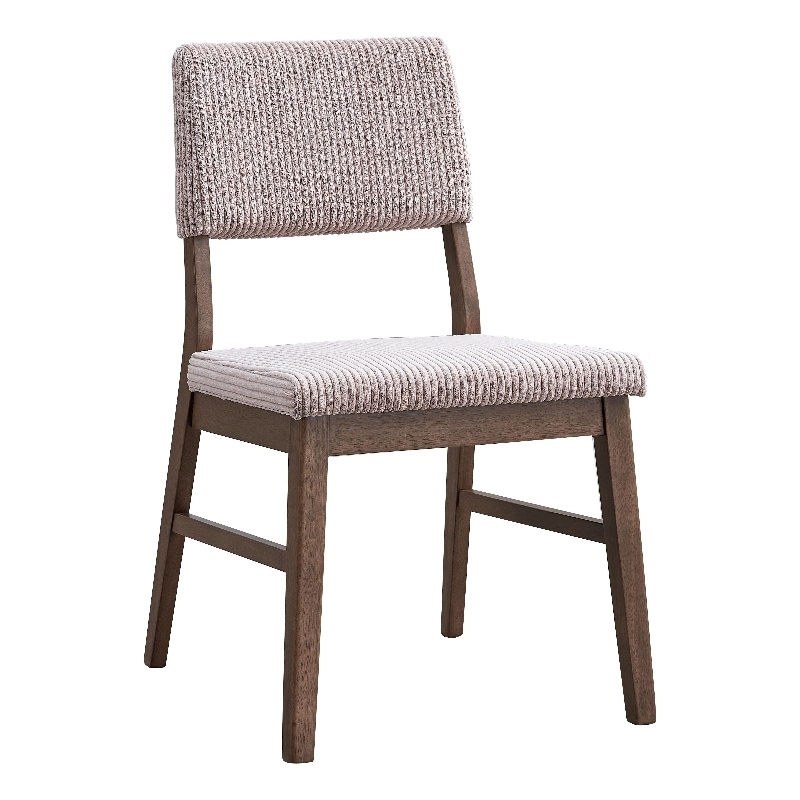 Bowery Hill Walnut Rubberwood Side Chair in Dusty Mauve (Set of 2)