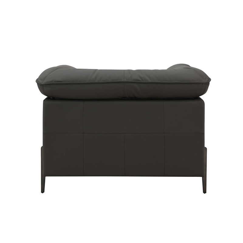 Bowery Hill Wood & Leather Upholstered Chair with Metal Legs in Black