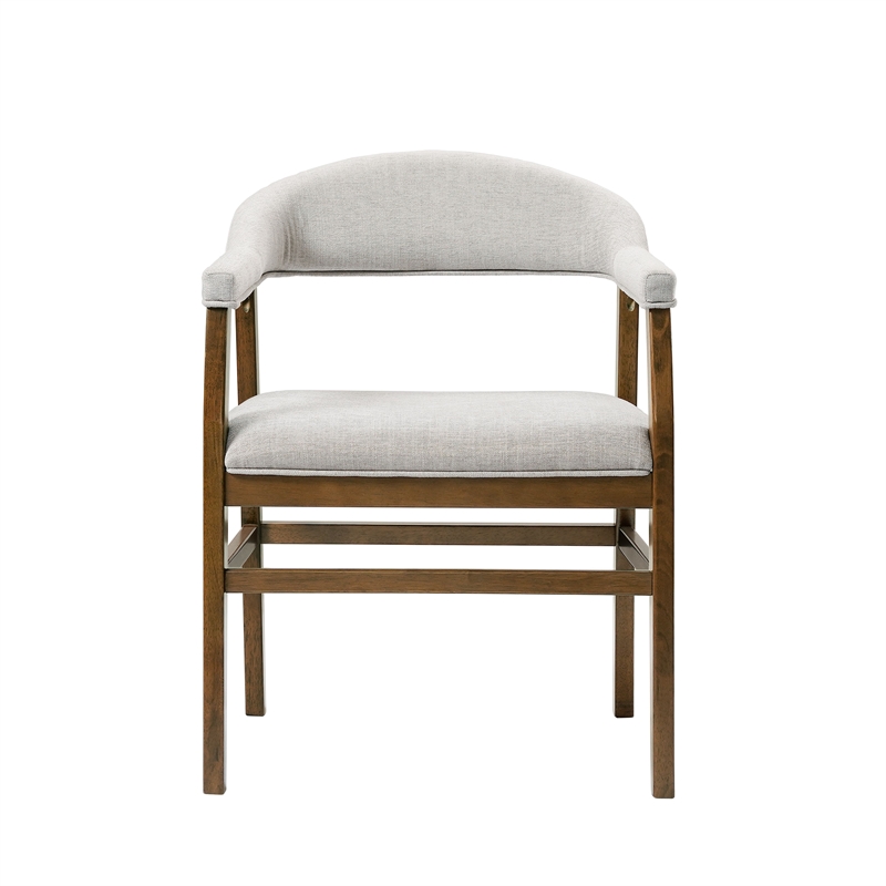 Bowery Hill Upholstered Side Chair Set of 2 in Rubberwood Dark Walnut