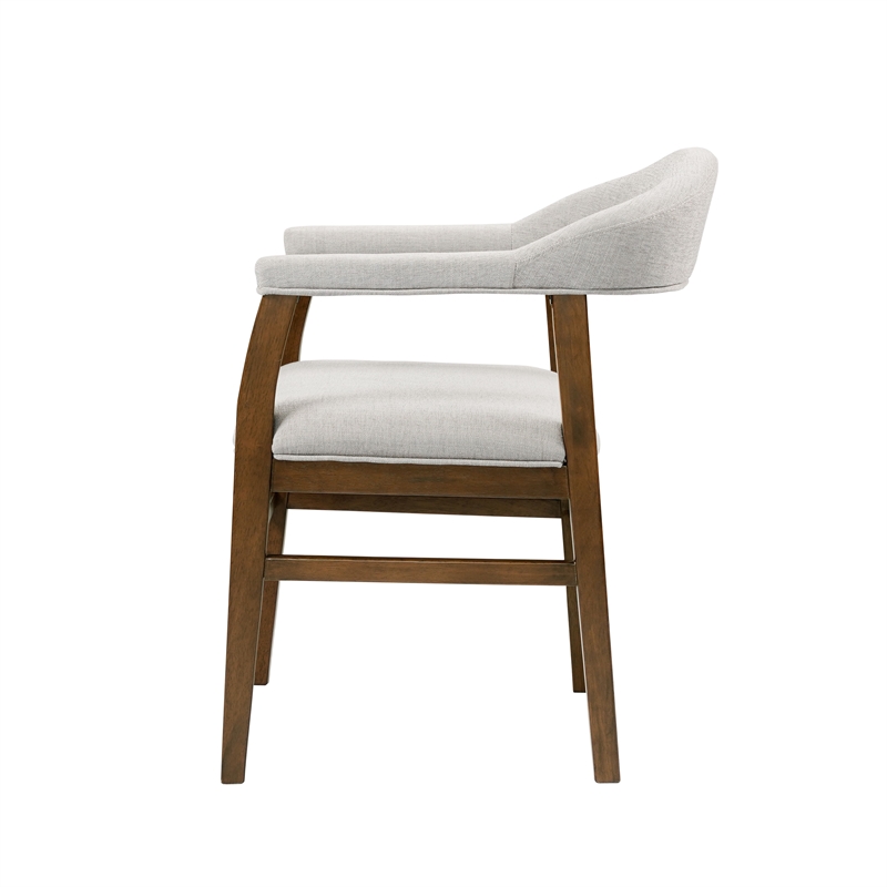 Bowery Hill Upholstered Side Chair Set of 2 in Rubberwood Dark Walnut