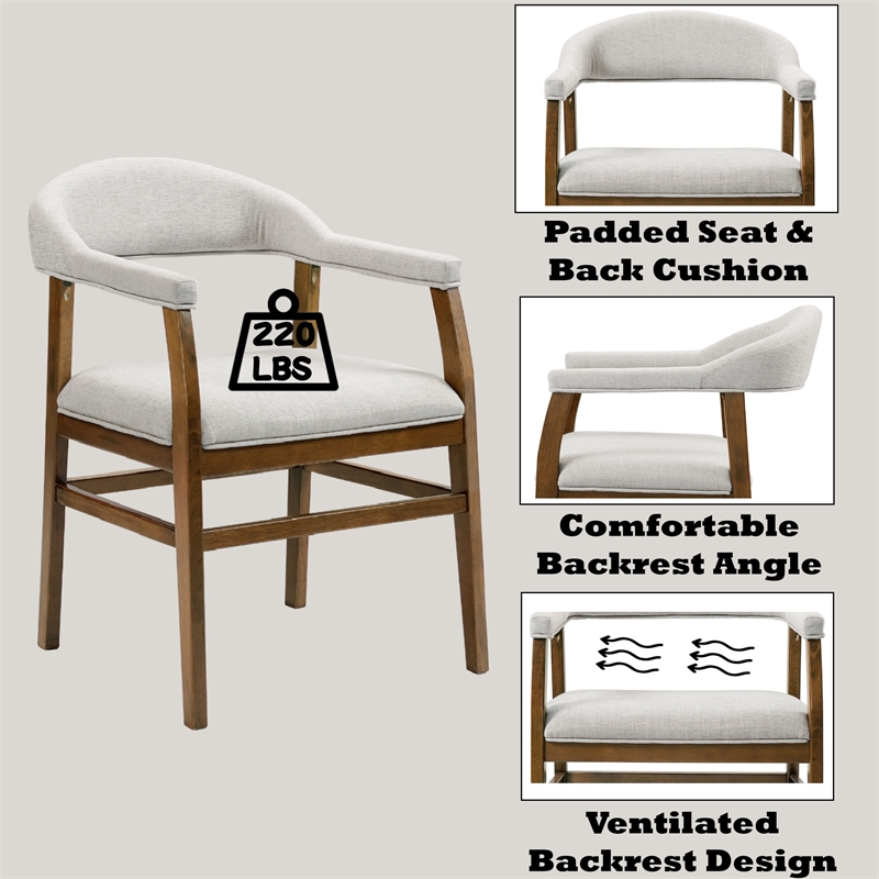 Bowery Hill Upholstered Side Chair Set of 2 in Rubberwood Dark Walnut