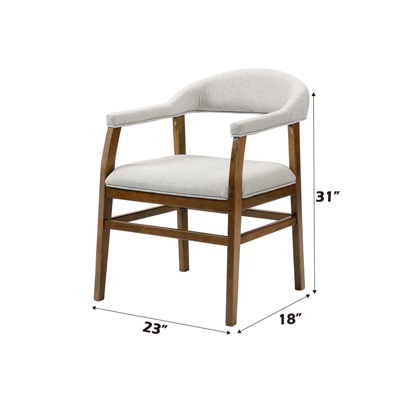 Bowery Hill Upholstered Side Chair Set of 2 in Rubberwood Dark Walnut