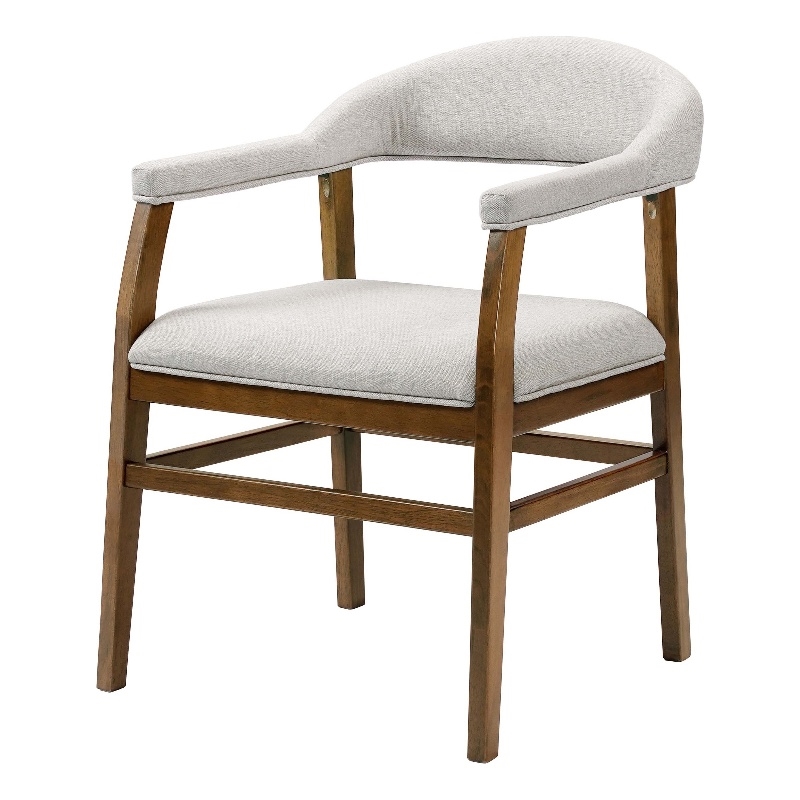 Bowery Hill Upholstered Side Chair Set of 2 in Rubberwood Dark Walnut
