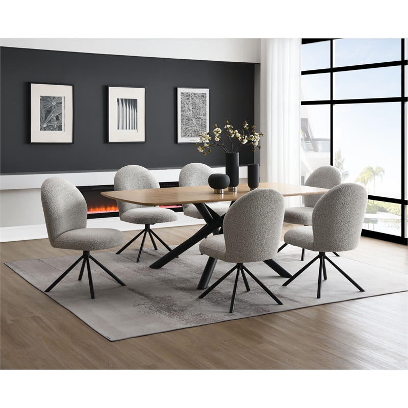 Bowery Hill Wood and Metal Rectangular Dining Table in Natural and Black