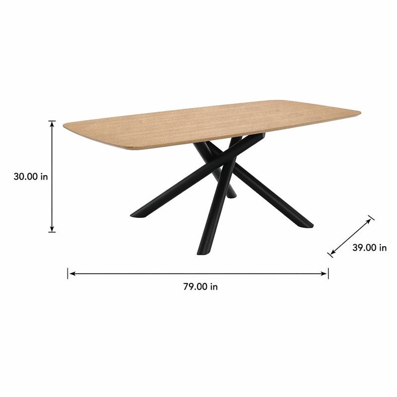 Bowery Hill Wood and Metal Rectangular Dining Table in Natural and Black