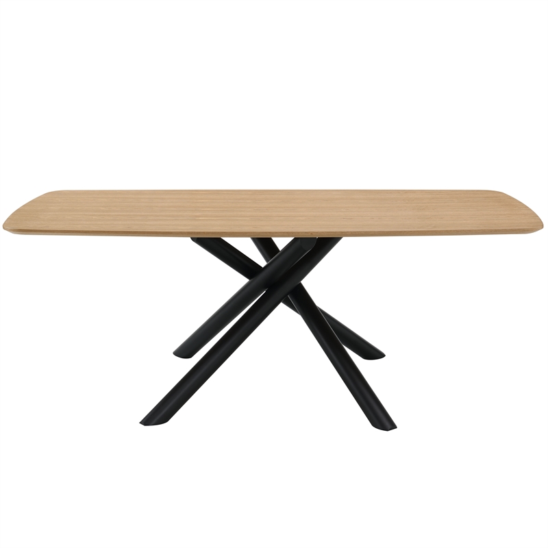 Bowery Hill Wood and Metal Rectangular Dining Table in Natural and Black