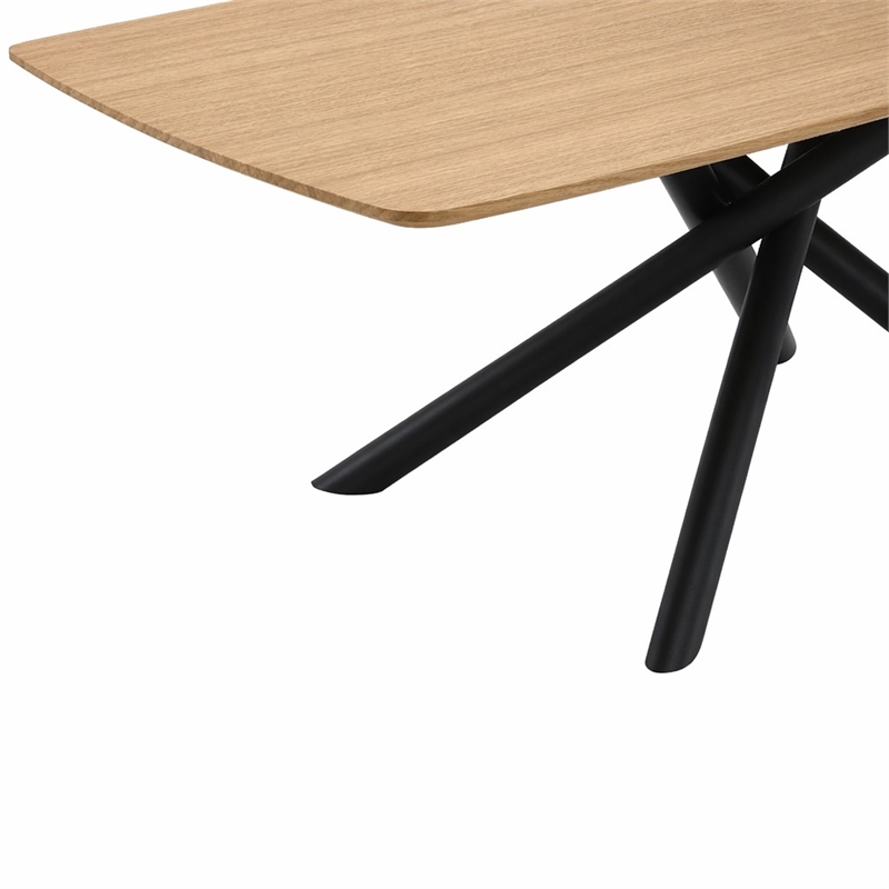 Bowery Hill Wood and Metal Rectangular Dining Table in Natural and Black