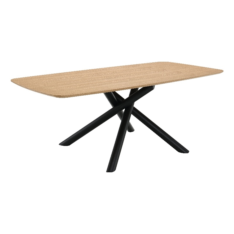 Bowery Hill Wood and Metal Rectangular Dining Table in Natural and Black