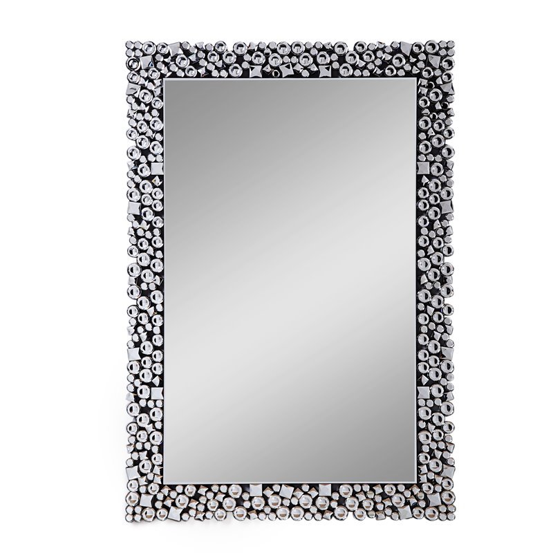 Bowery Hill Rectangular Mirrored Wall Decor with Faux Gem Frame
