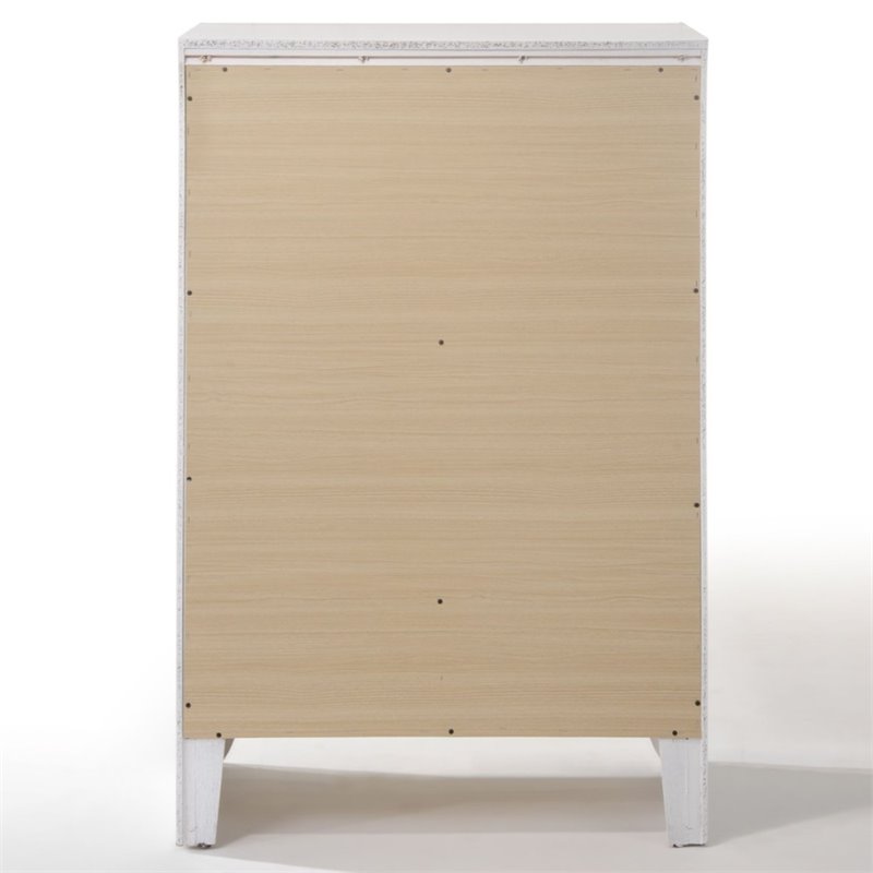 Bowery Hill 5-Drawer Wood Chest in White with Beveled Drawer Faces