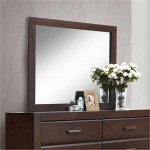 Bowery Hill Rectangular Bedroom Mirror with Wooden Frame in Walnut