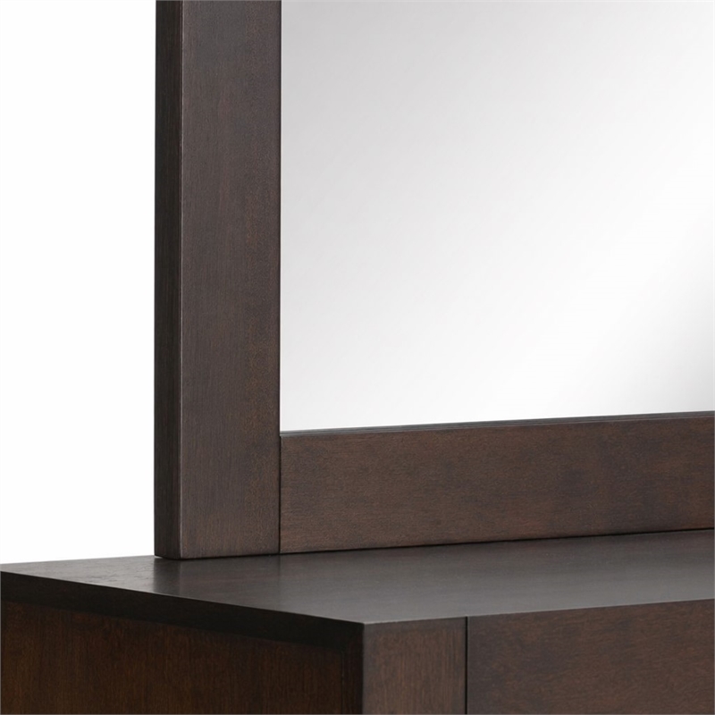 Bowery Hill Rectangular Bedroom Mirror with Wooden Frame in Walnut