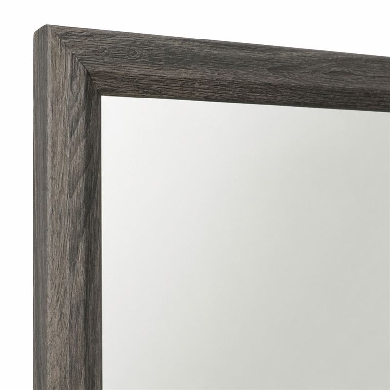 Bowery Hill Rectangular Wooden Frame Bedroom Mirror in Weathered Gray