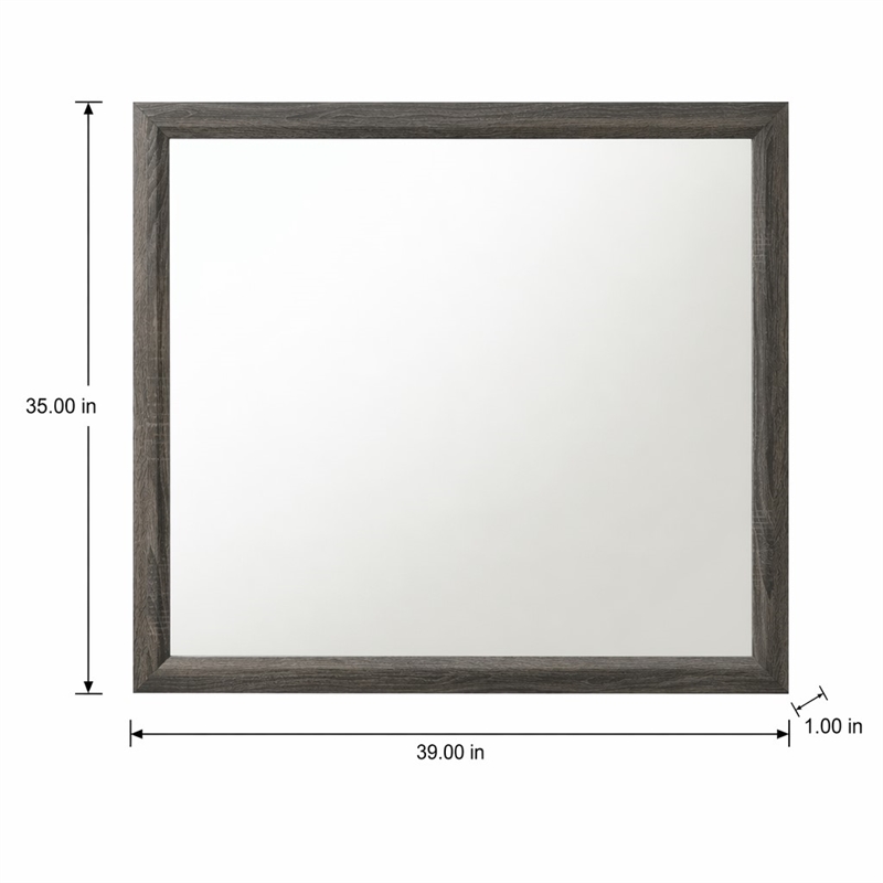 Bowery Hill Rectangular Wooden Frame Bedroom Mirror in Weathered Gray